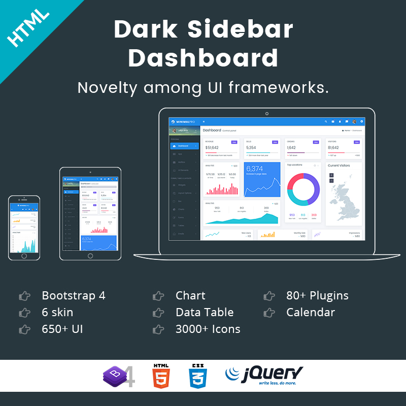 Minimal Pro Dark Sidebar – Inspiring Dashboard Admin Templates