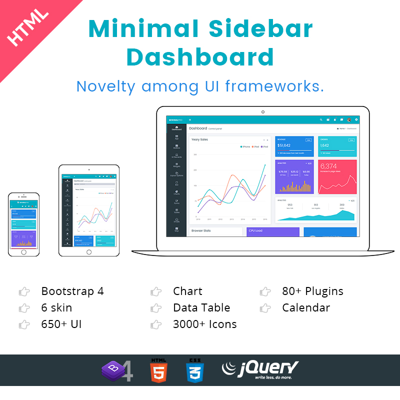 Simple Minimal Sidebar Admin Templates Built With Bootstrap