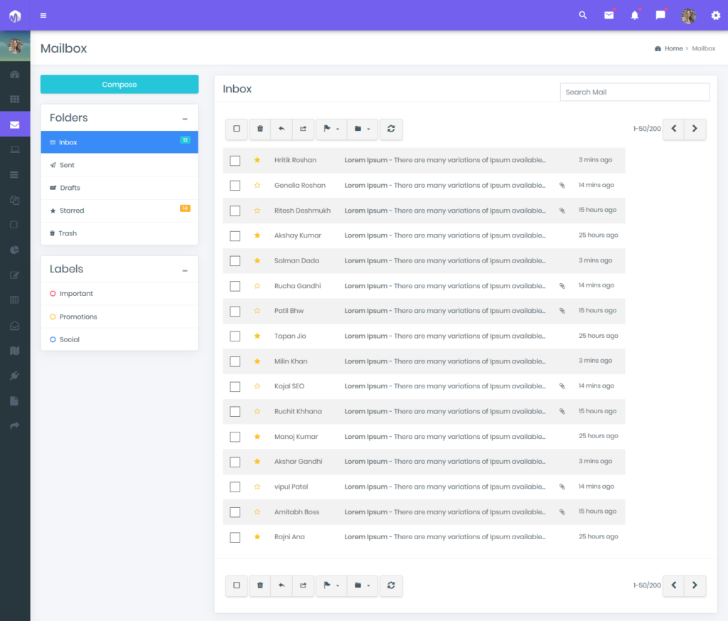 Mini Sidebar Bootstrap Admin Templates