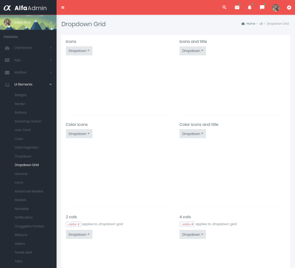 Alfa Dark Sidebar – Responsive Bootstrap Admin Templates
