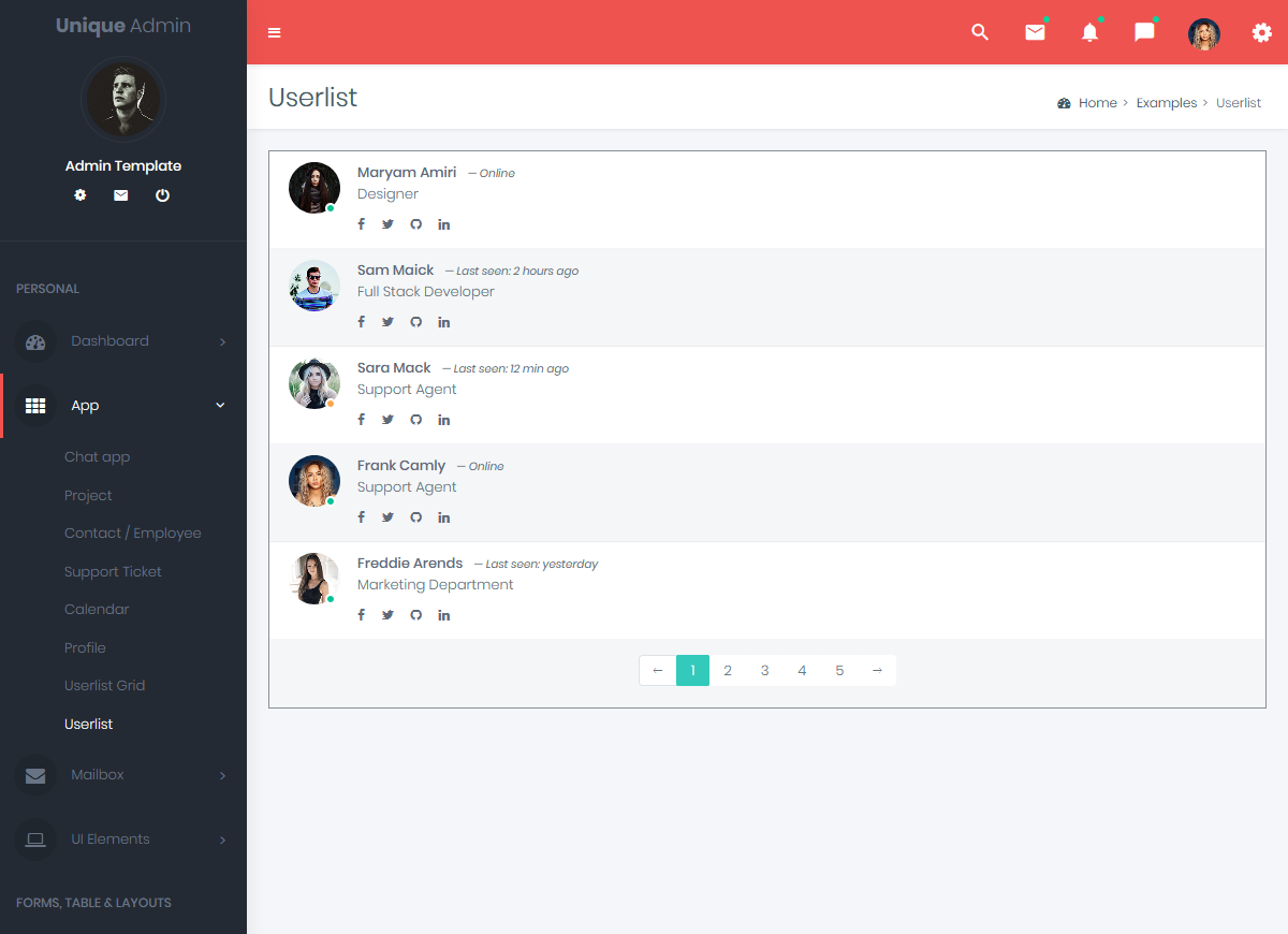 UniqueDark Sidebar- Responsive Bootstrap Admin Template