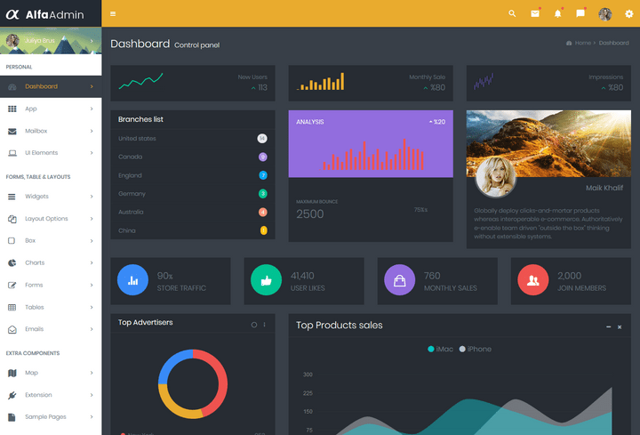 Professional looking Admin Templates For Your Web App