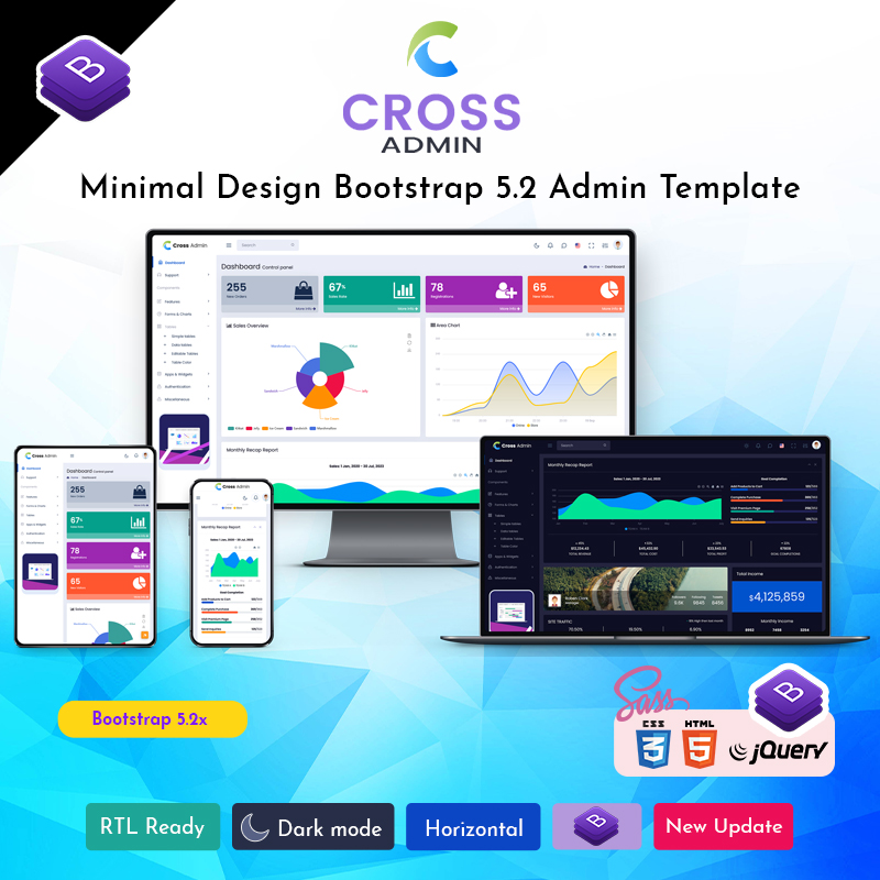 Free Cross Lite Multipurpose Bootstrap Admin Templates