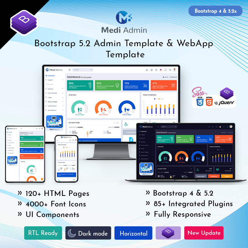 Medi Responsive Bootstrap Admin Templates With UI Framework For Web Apps Templates