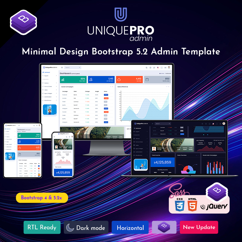 Free UniquePro Lite – Bootstrap Admin Templates & Web Apps Dashboards