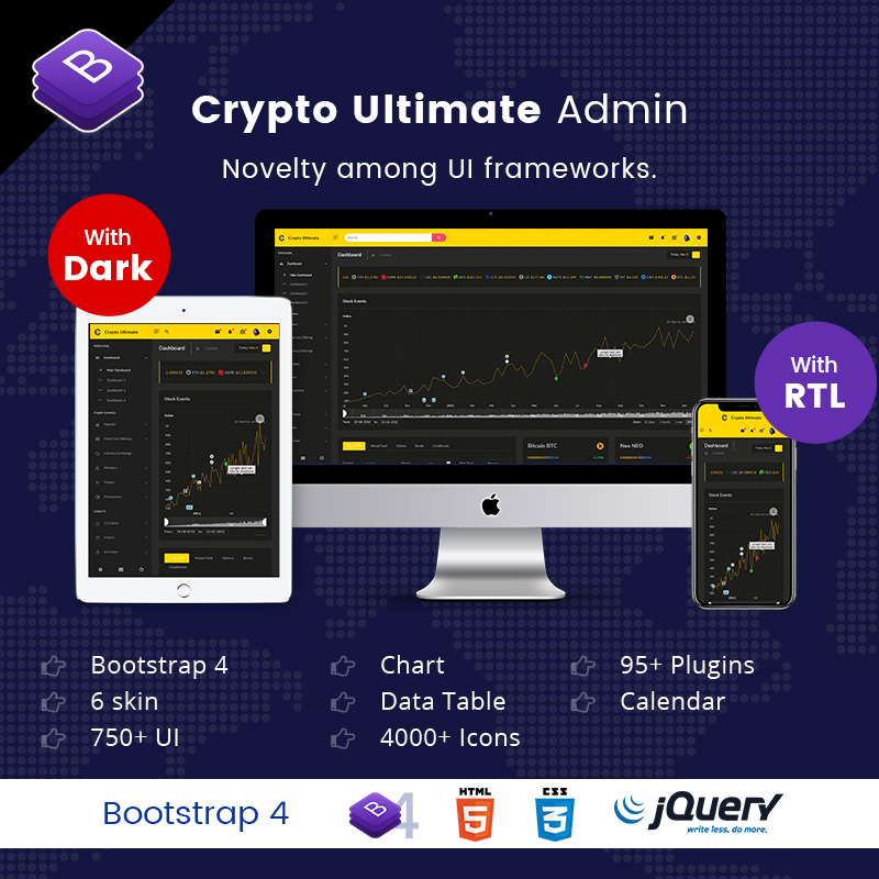 Crypto Bootstrap Admin Templates For CryptoCurrency ICO Bitcoin