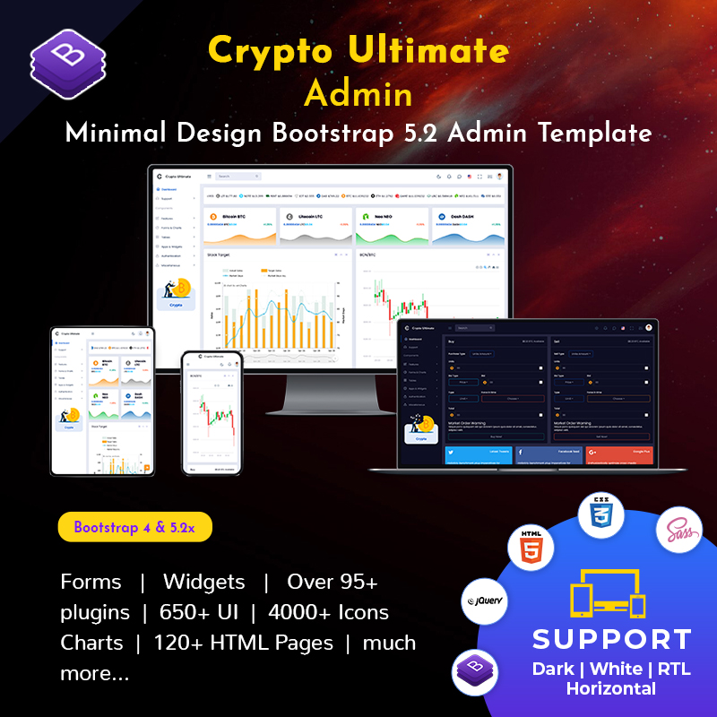 Crypto Bootstrap Admin Templates For CryptoCurrency