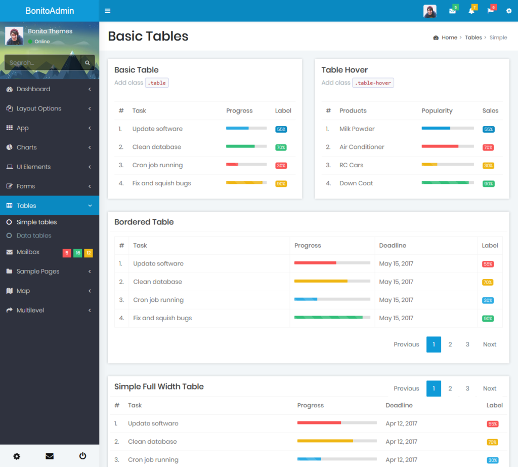 Bonito Responsive Bootstrap Admin Templates & Dashboard