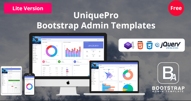 Free Bootstrap Admin Templates UniquePro Lite – Web Apps Dashboards