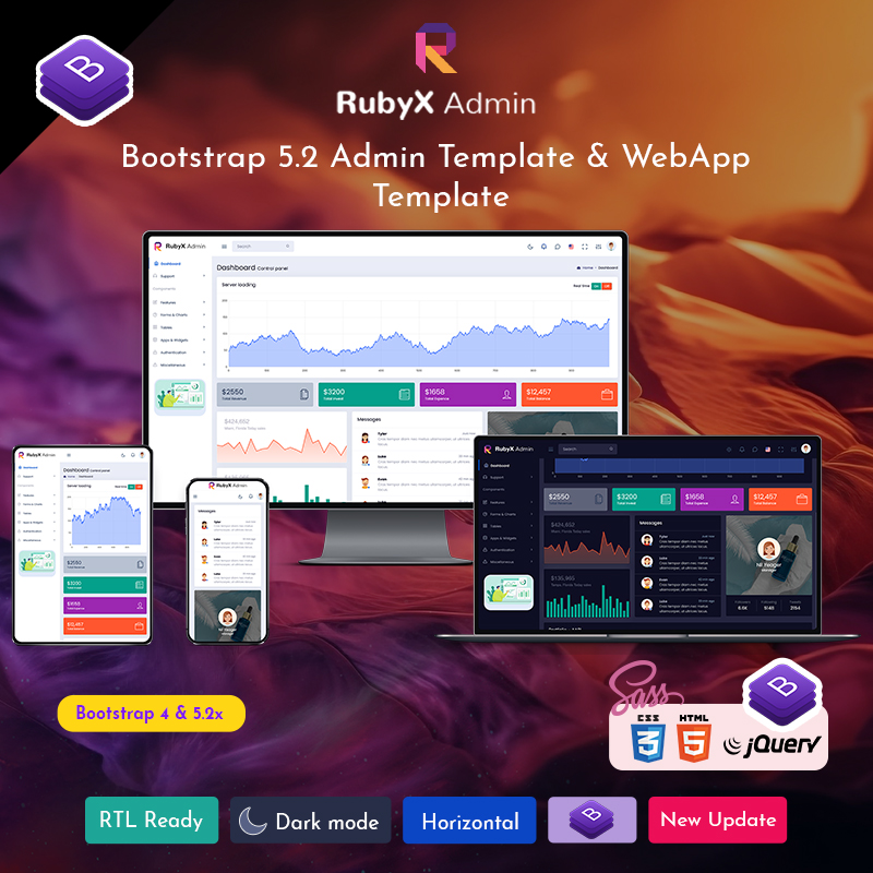 Ruby Bootstrap Admin Template Web Apps & UI Kit