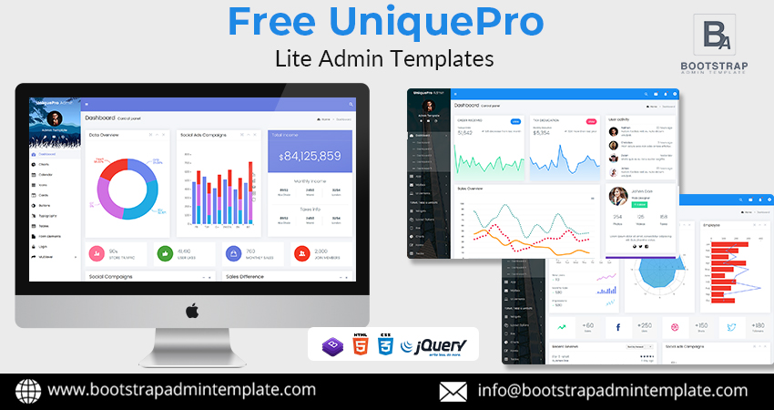 Free Unique Pro Lite – Responsive Admin Dashboard Template With Responsive Web Application Kit By Bootstrap Admin Templates