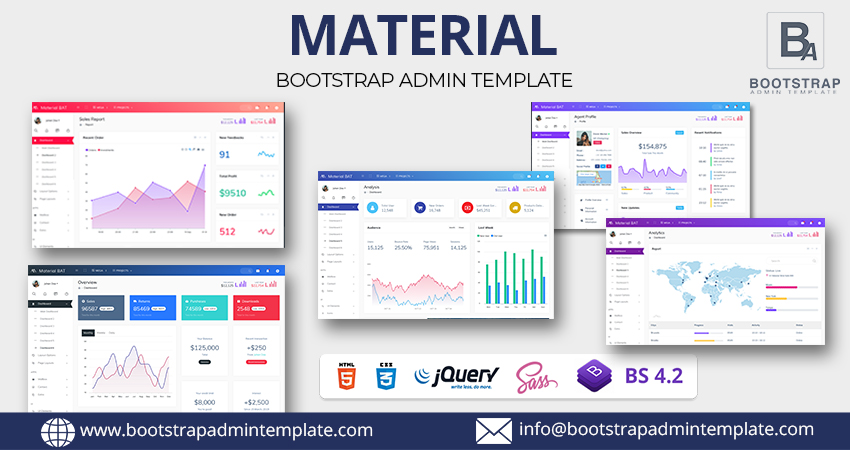 Bootstrap Admin Template UI Framework – Material With Admin Dashboard UI Kit