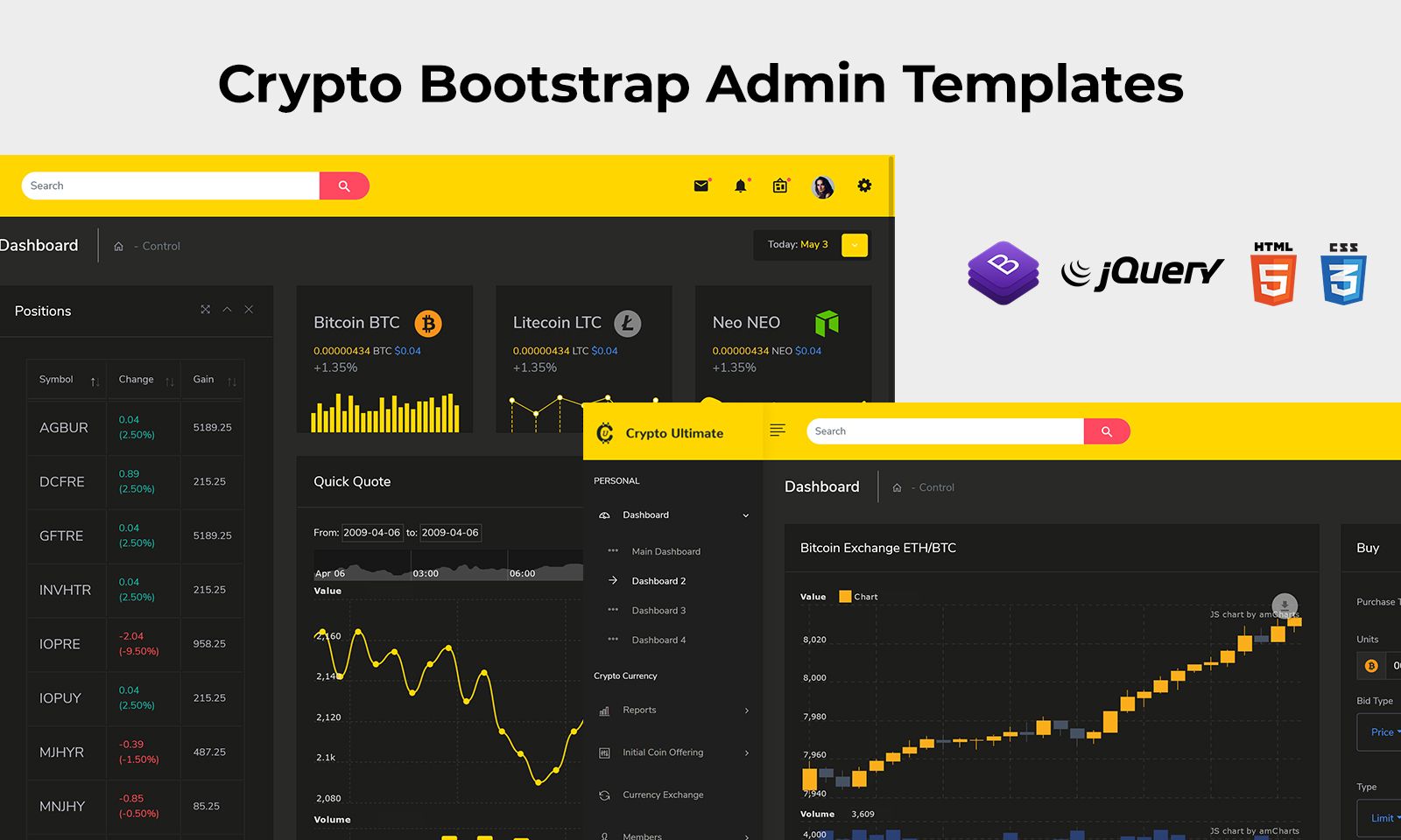 Crypto Bootstrap Admin Templates For CryptoCurrency Dashboard