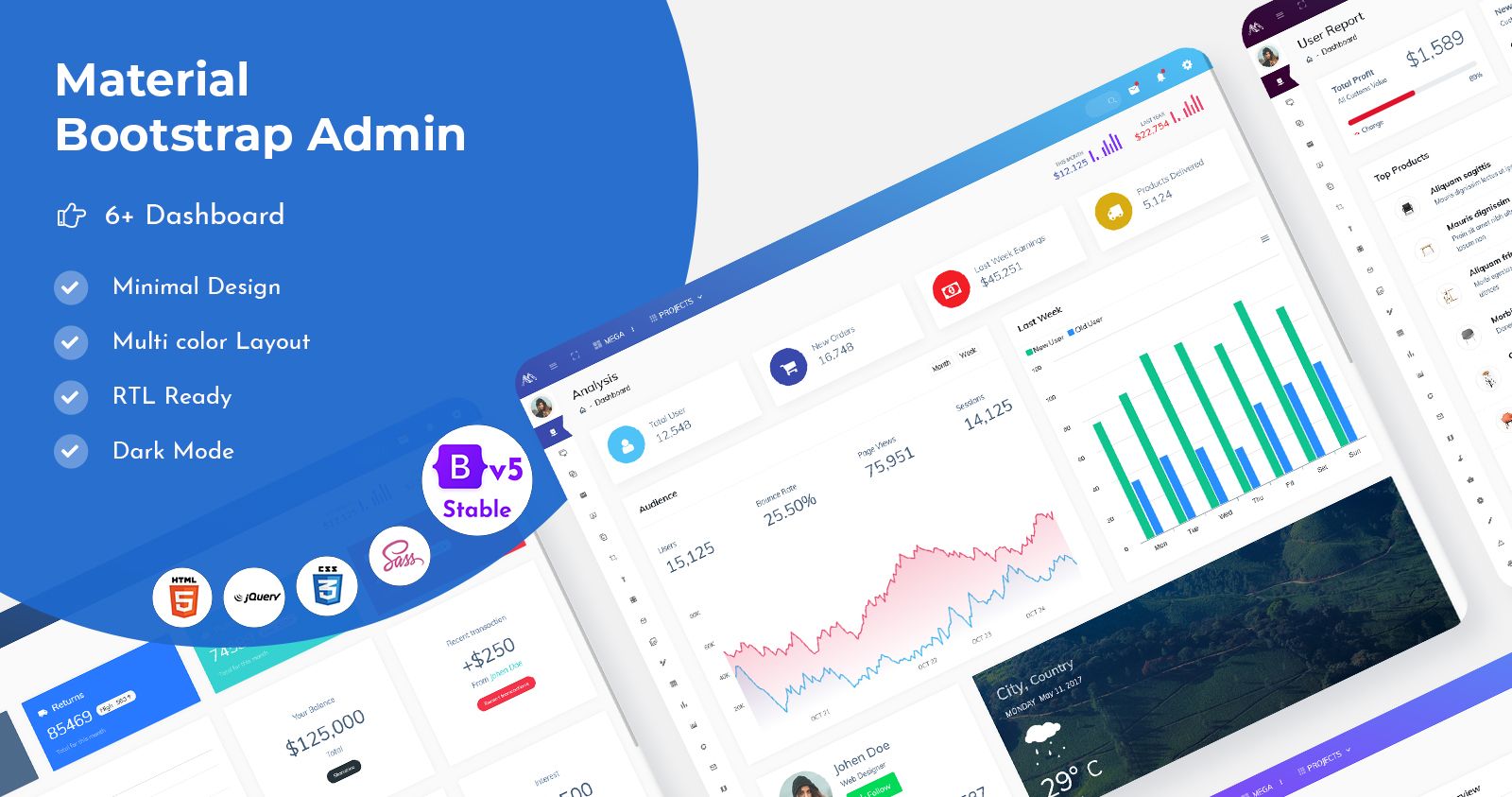 Bootstrap Admin Web App Template & Dashboard UI Kit – Material