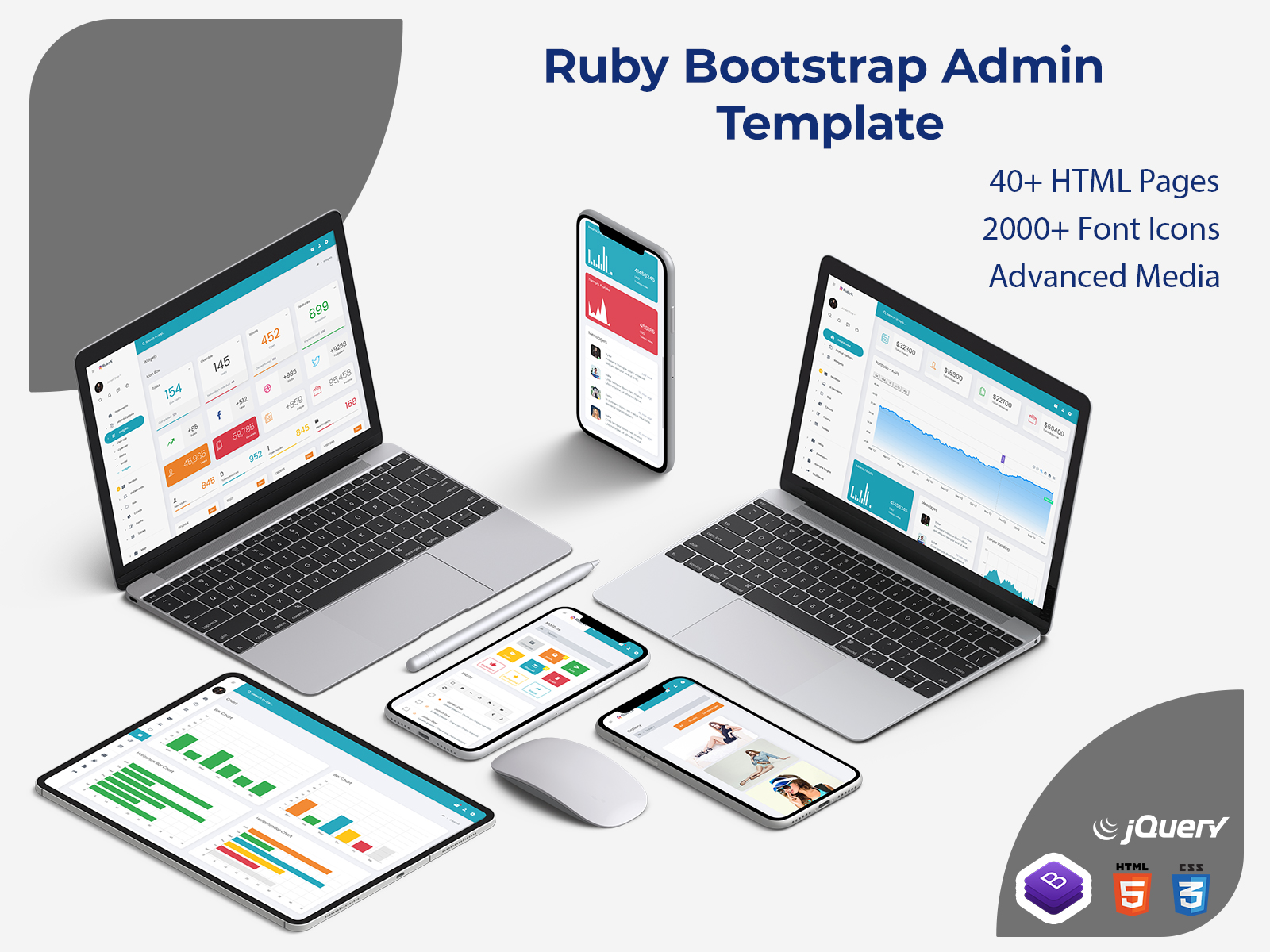 Bootstrap Admin Template & Responsive Web Application Kit-  Ruby