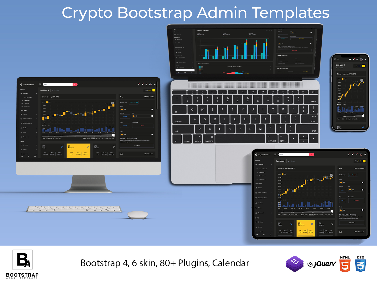 Cryptocurrency Dashboard Bootstrap Admin Template