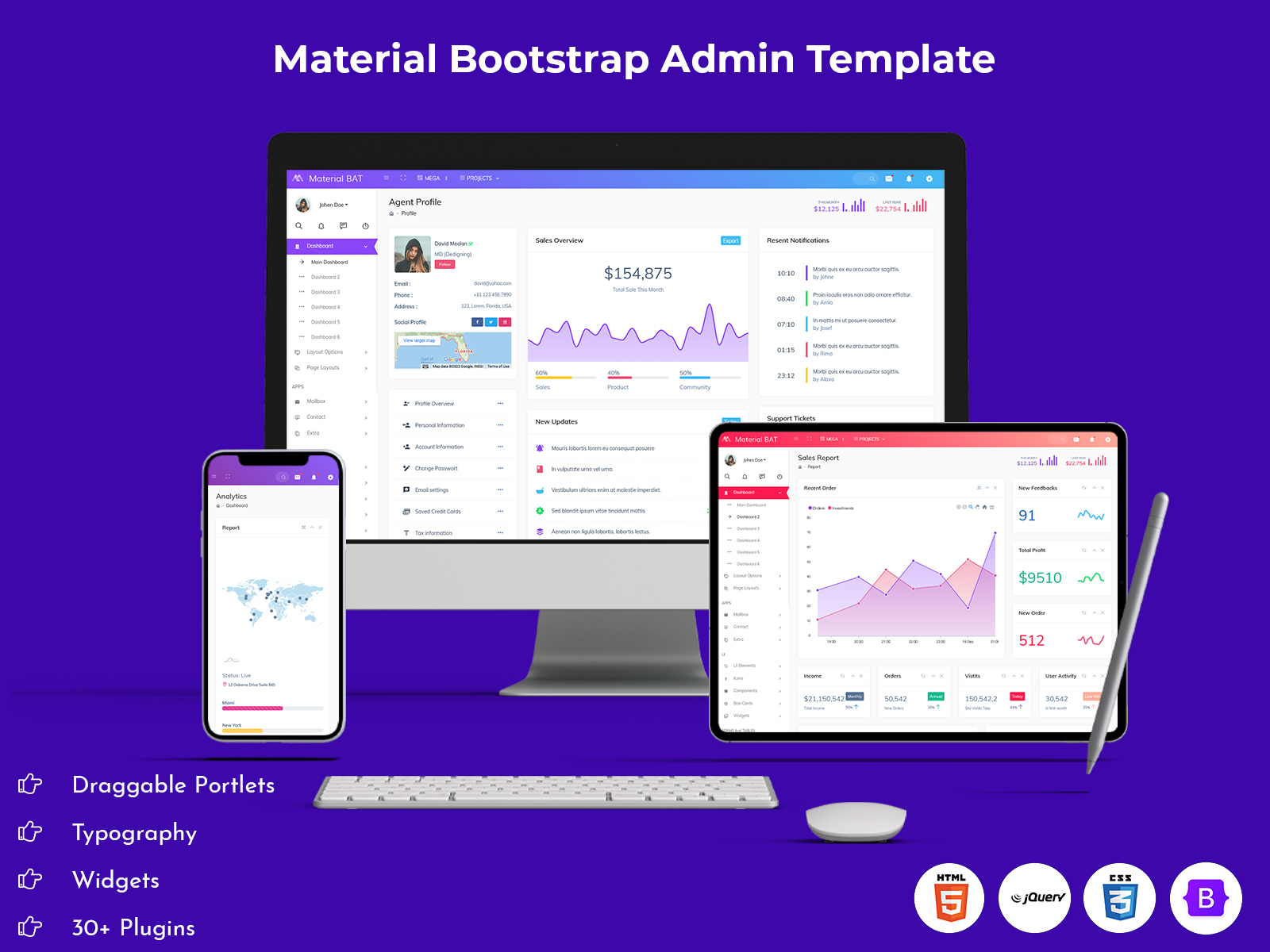 Bootstrap Dashboard Admin Templates With Responsive Web Application Kit – Material