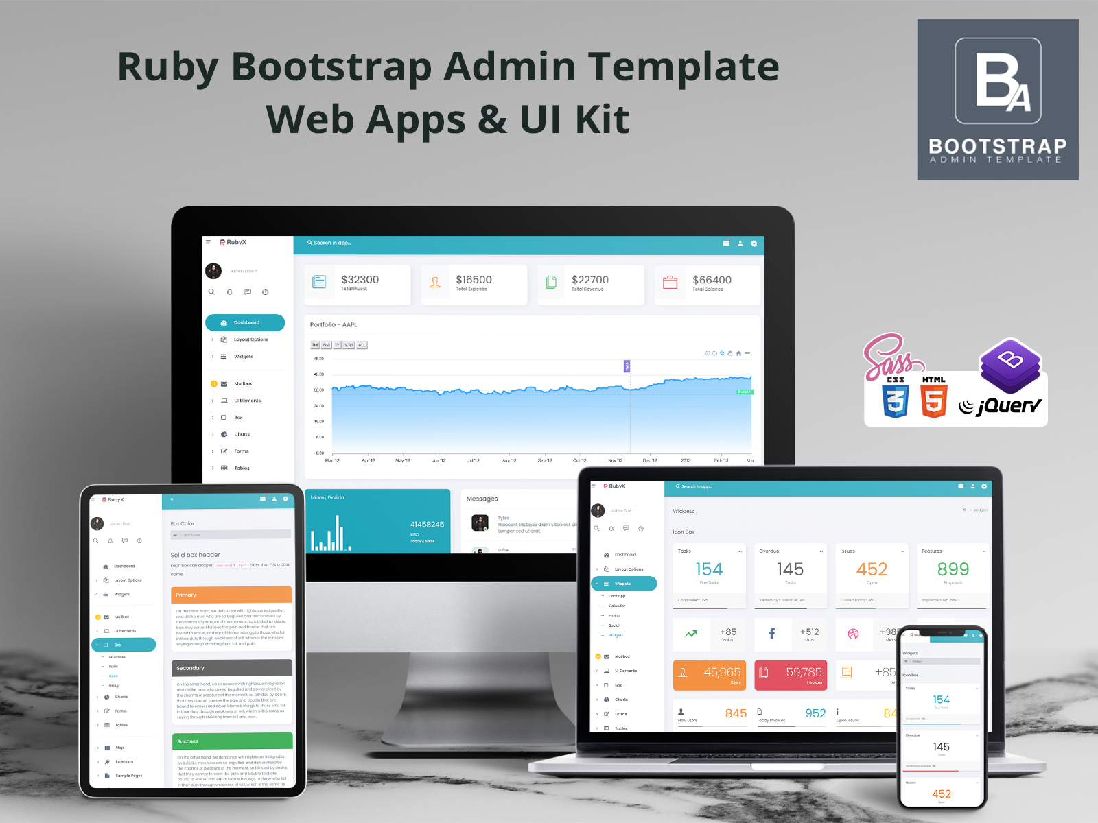 Responsive Bootstrap Admin Dashboard Template  –  Ruby