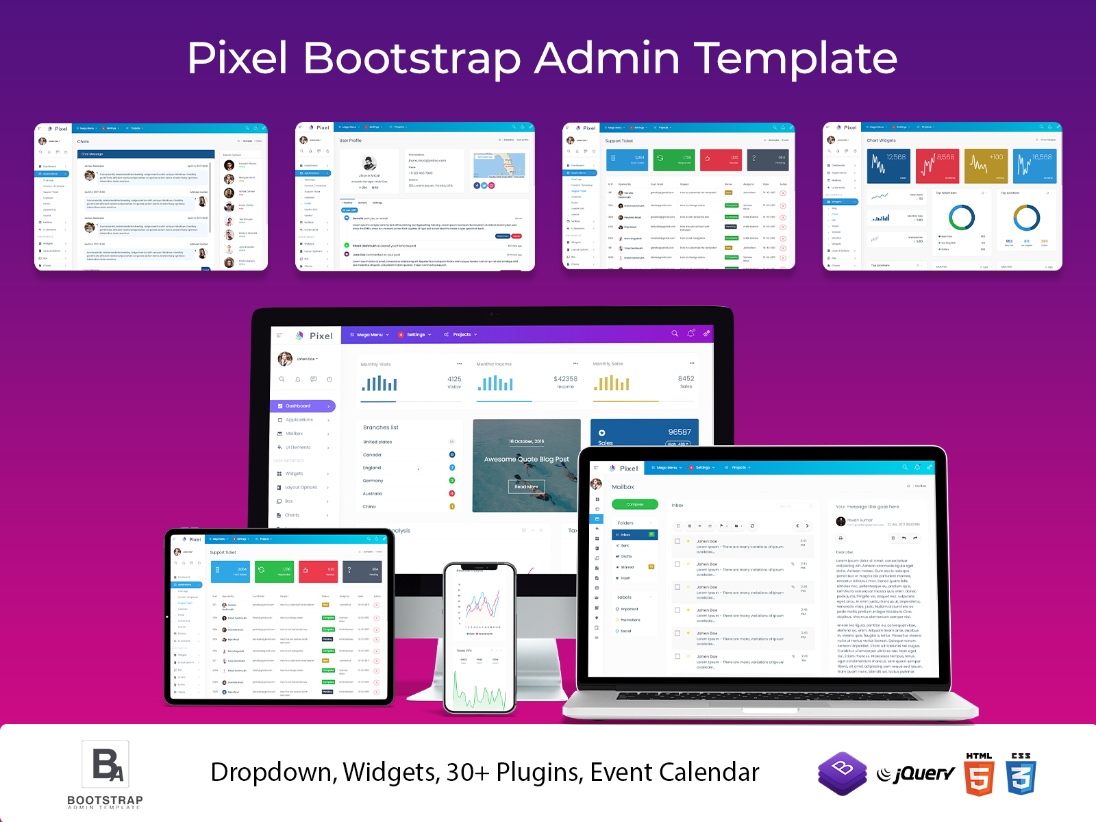 Premium Bootstrap Admin Dashboard Template – Pixel