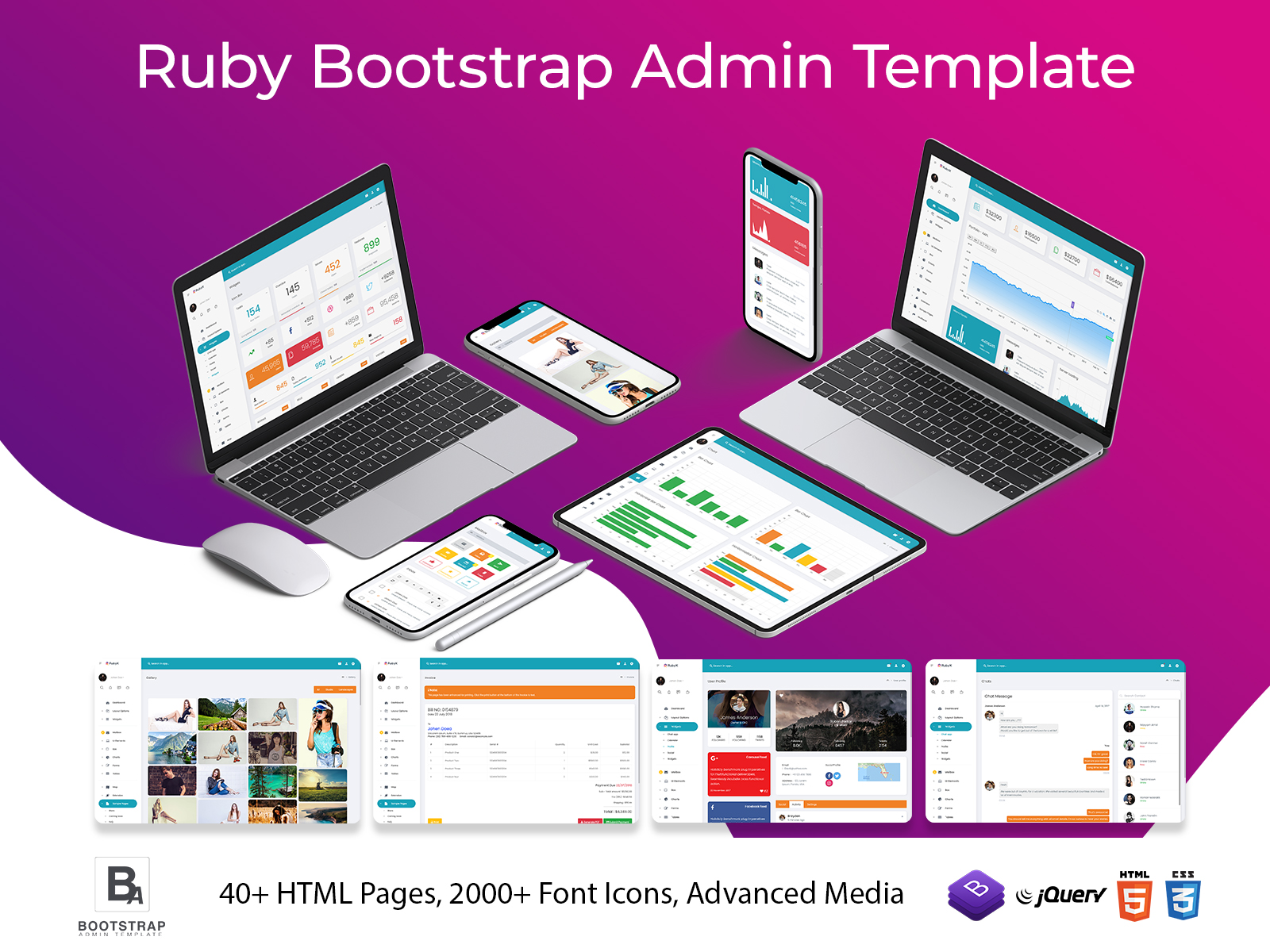 Responsive Admin Dashboard With UI Framework – Ruby