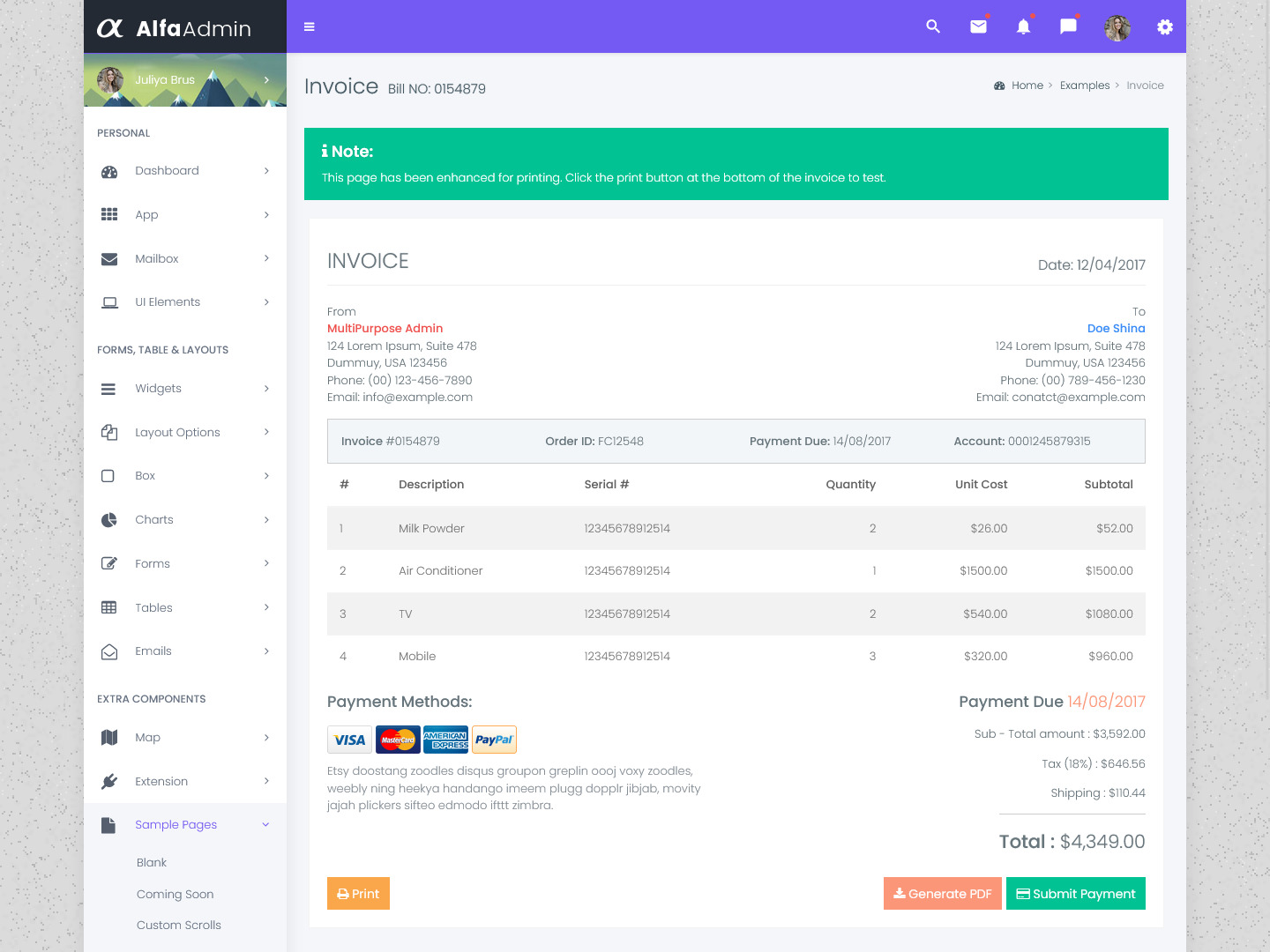 Premium Admin Dashboard Template with Admin Dashboard UI Kit - Alfa Boxed