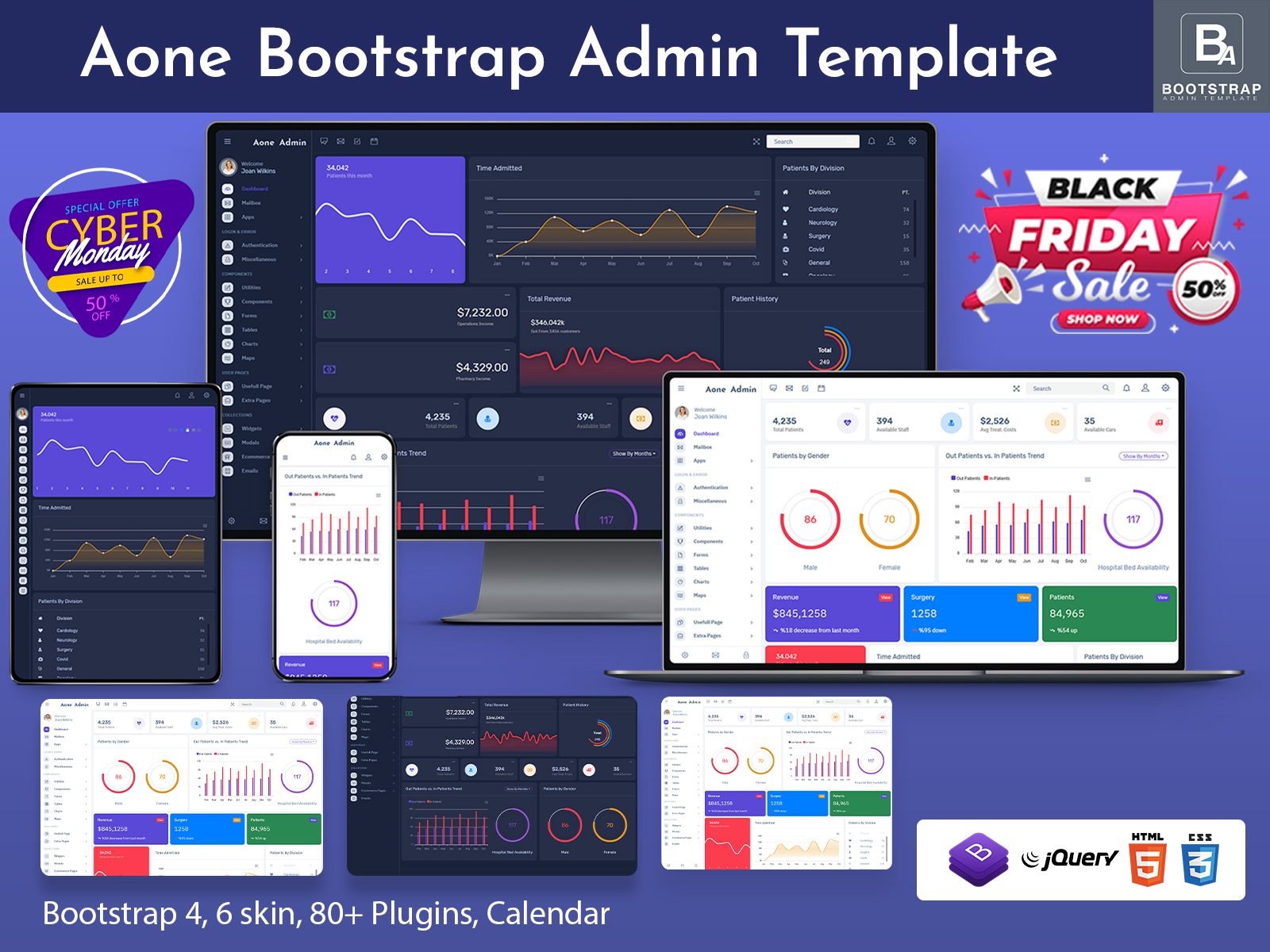 Responsive Bootstrap 4 Admin With UI Framework – Aone