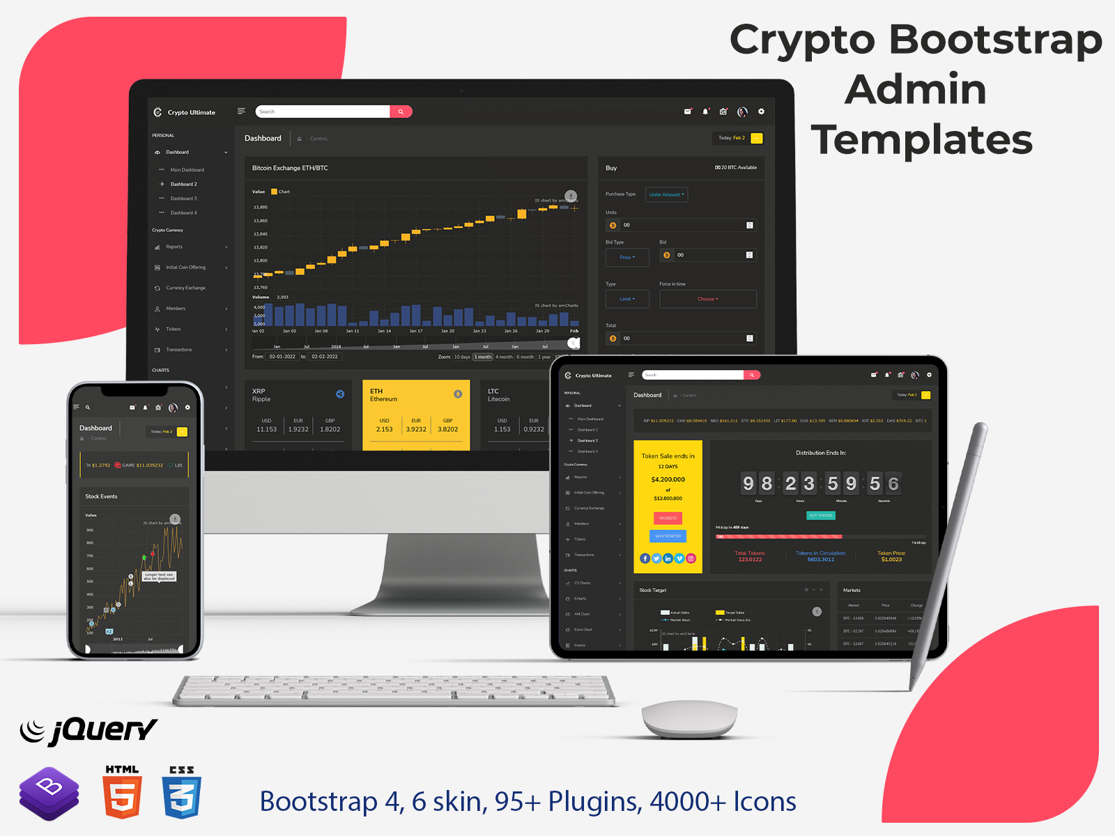Crypto Admin Templates Bitcoin Bootstrap Dashboard UI Kit With Sass