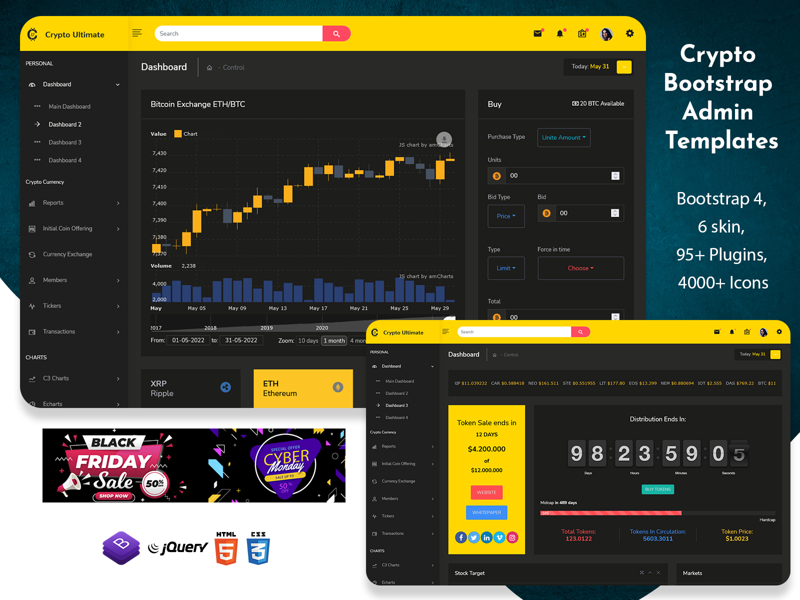 Cryptocurrency Dashboard Admin Template With Dashboard UI Kit