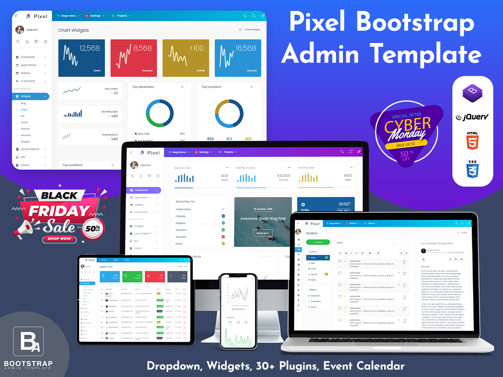 Responsive Admin Dashboard Template & Dashboard UI Kit – Pixel