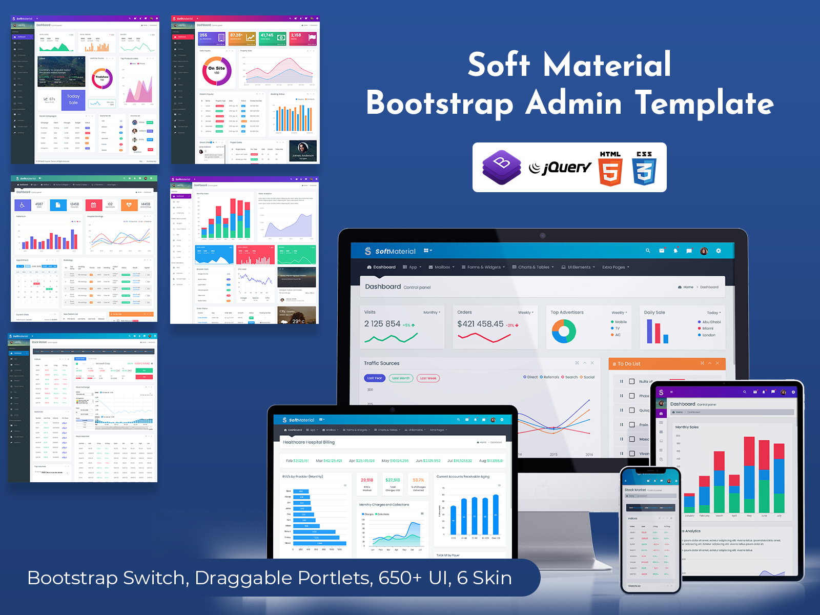Bootstrap 4 Admin Template With Responsive Web Application Kit – Soft Material