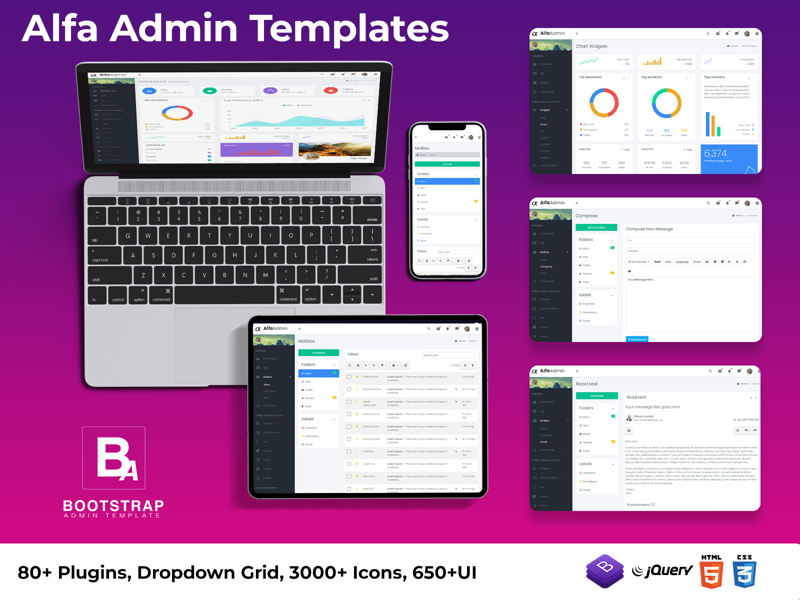 Alfa – Responsive Web Application Kit With Admin Dashboard UI Kit