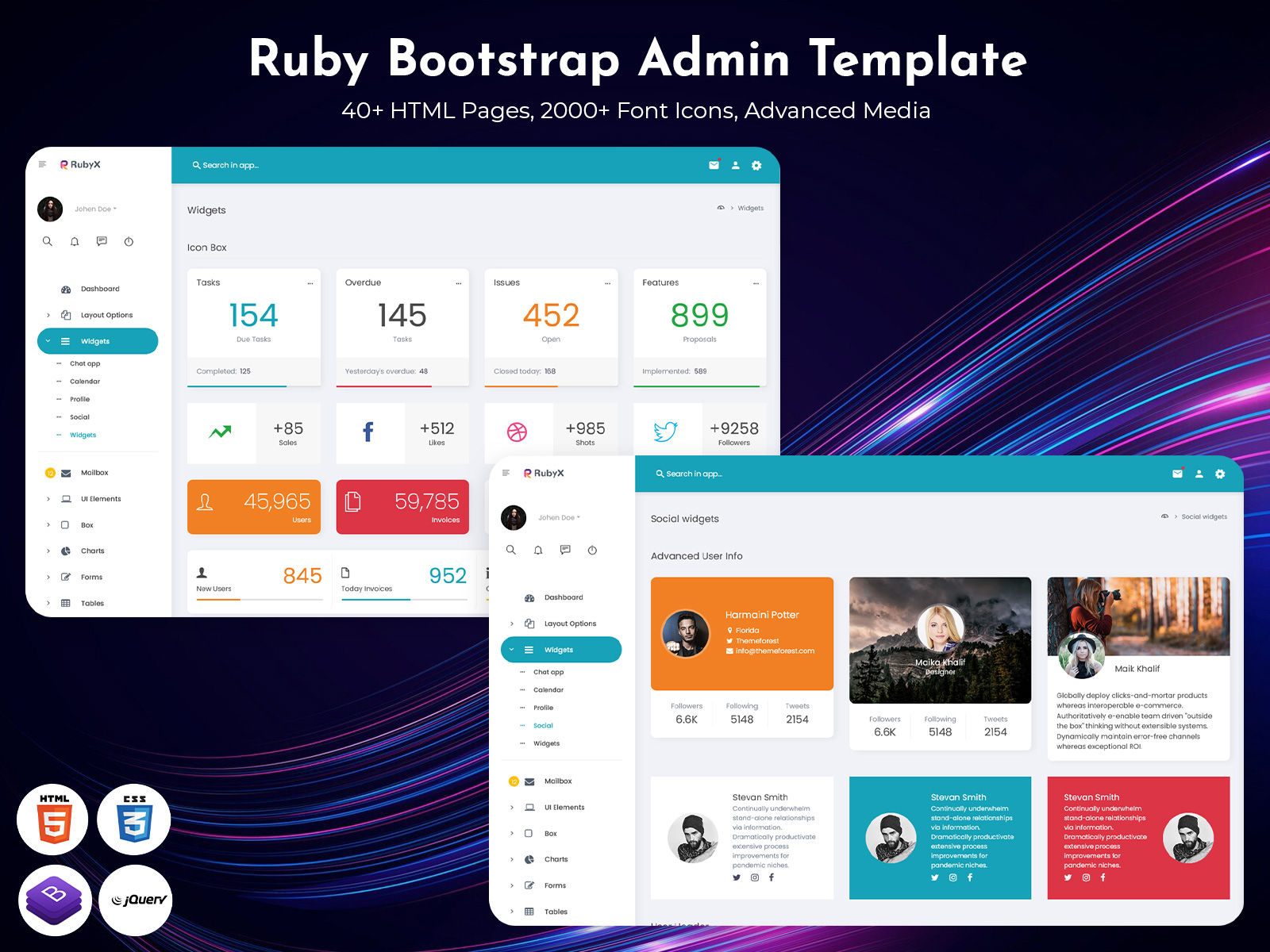 Ruby Bootstrap Admin Template