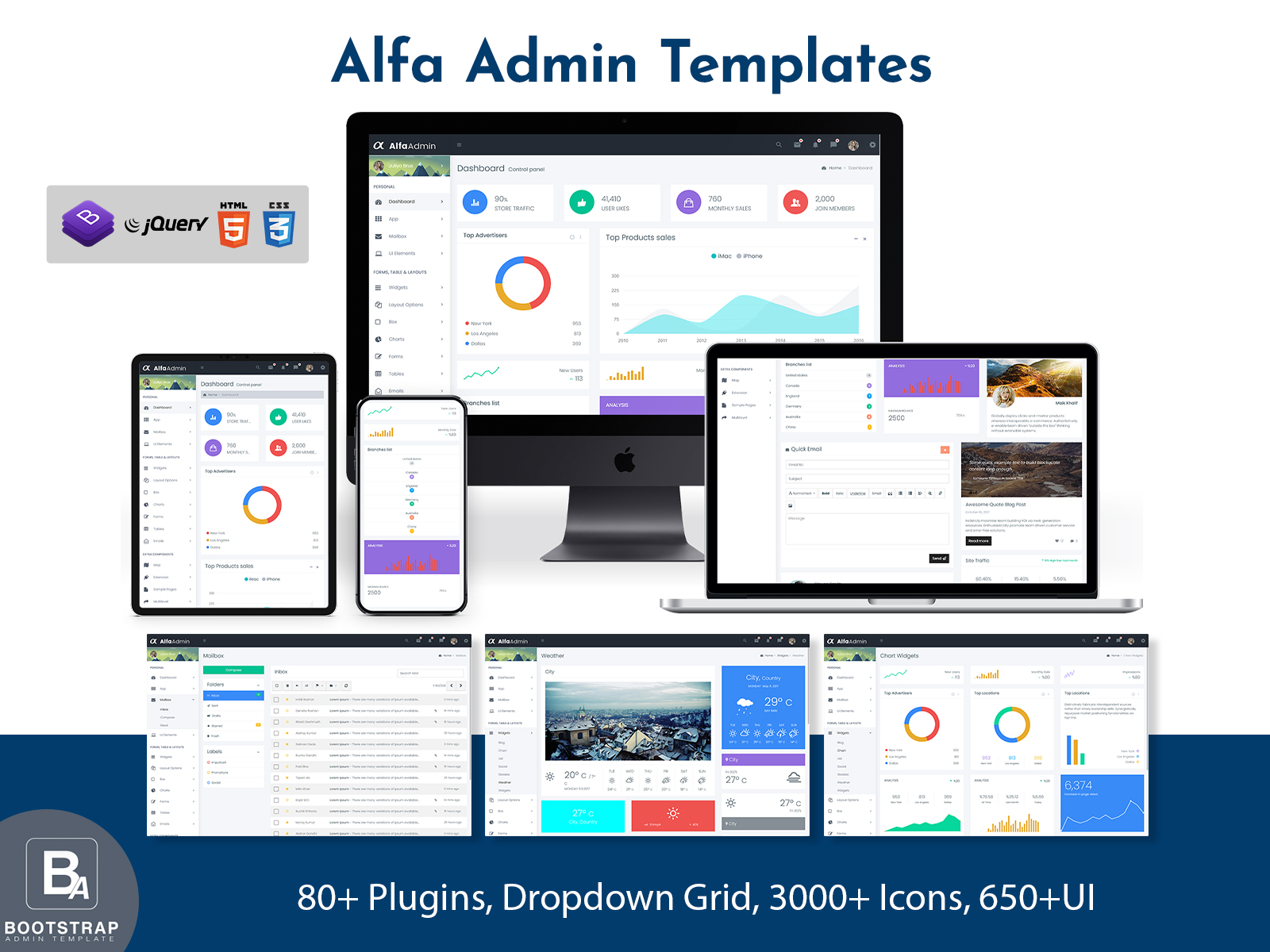 Alfa Fully Responsive Bootstrap Admin Template UI Kit