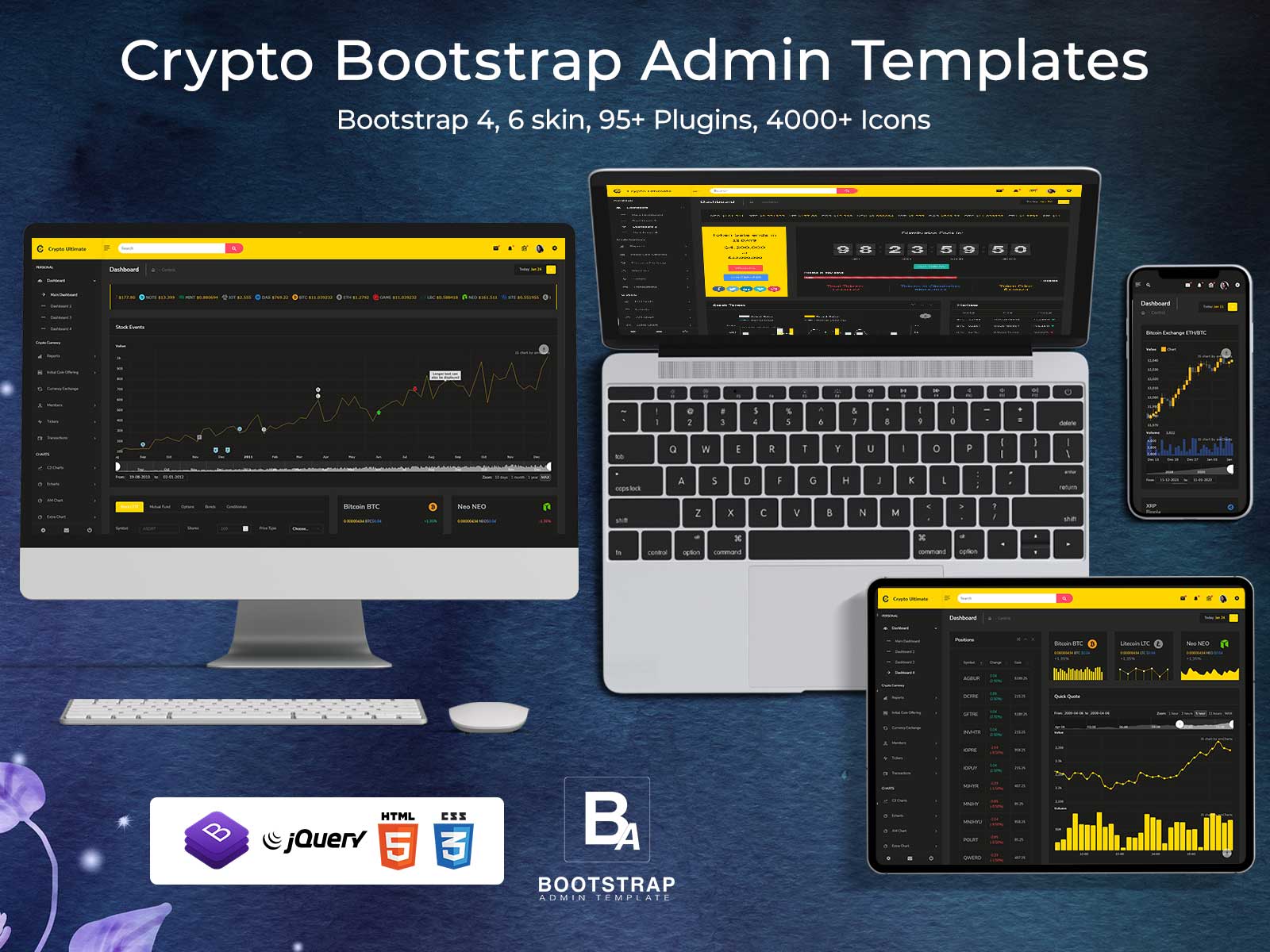 Fully Responsive Cryptocurrency Dashboard Admin Template