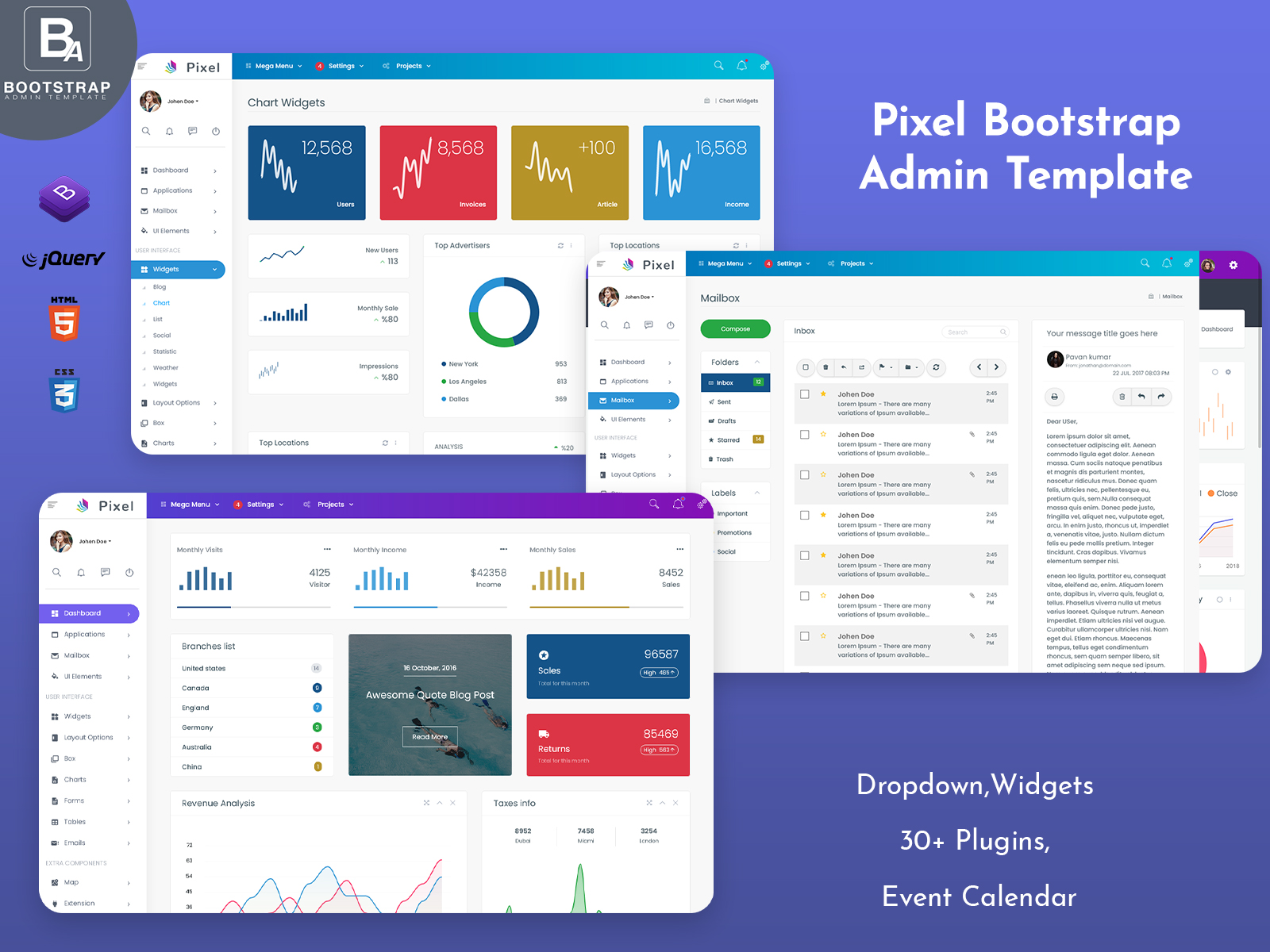 Pixel Bootstrap Dashboard Template UI Framework