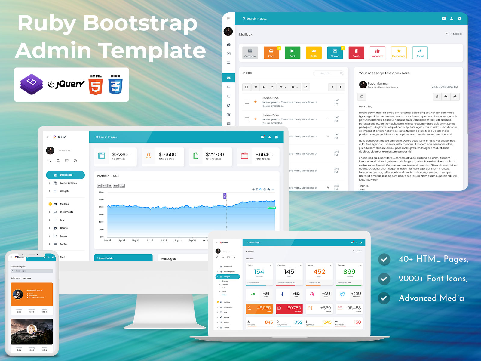 Ruby Bootstrap 5 Dashboard Admin Templates UI Framework