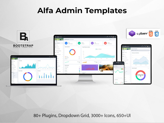 Alfa Bootstrap Admin Dashboard for Business data management